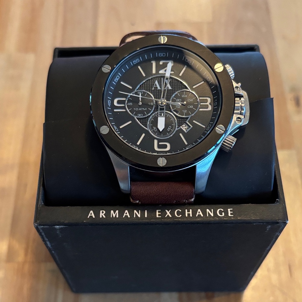Armani Exchange Black Dial with Brown Strap Watch